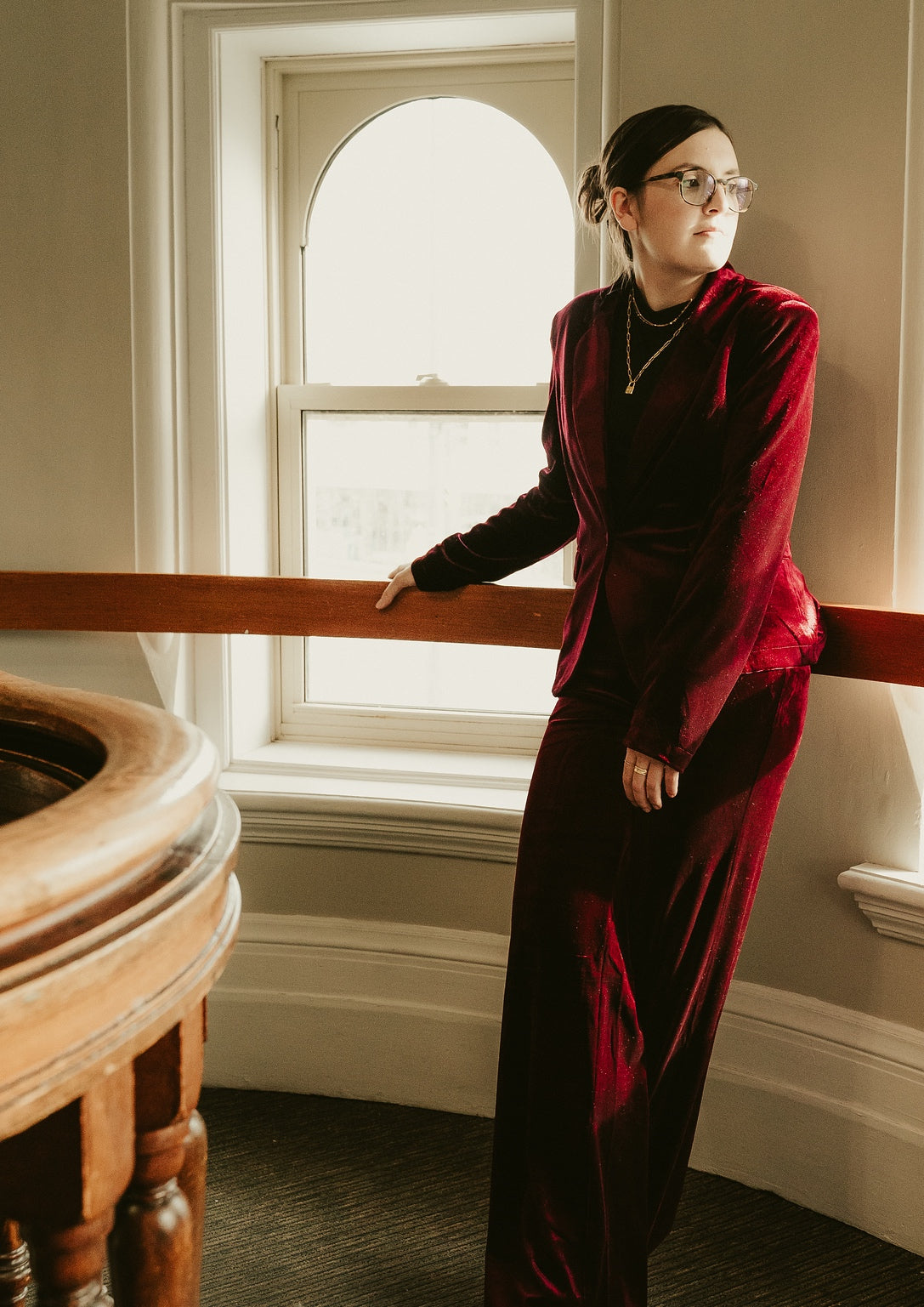 VELVET TROUSER BURGUNDY